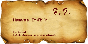 Hamvas Irén névjegykártya